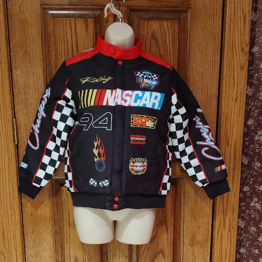 Boy's Official Black NASCAR Racing Jacket with Red Accents. NWOT 10-12